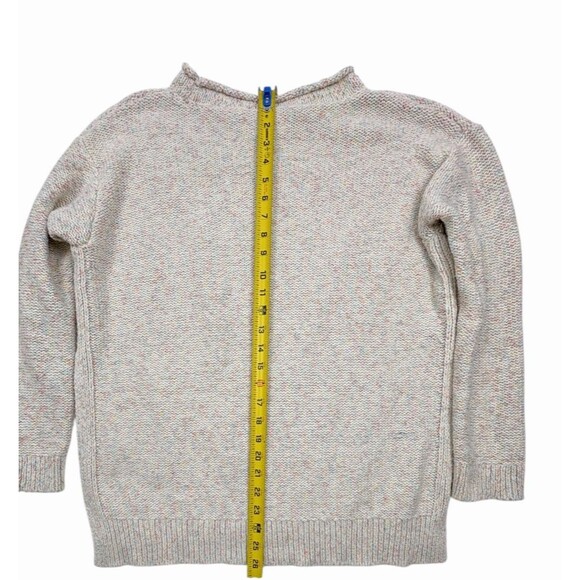 Lou & Grey Speckled Confetti Knit Mock Neck Sweater Side Vents Cream Cozy M - Picture 10 of 11